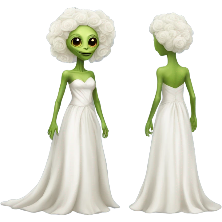 a Reptilian alien woman, full body, Wedding dress emoji