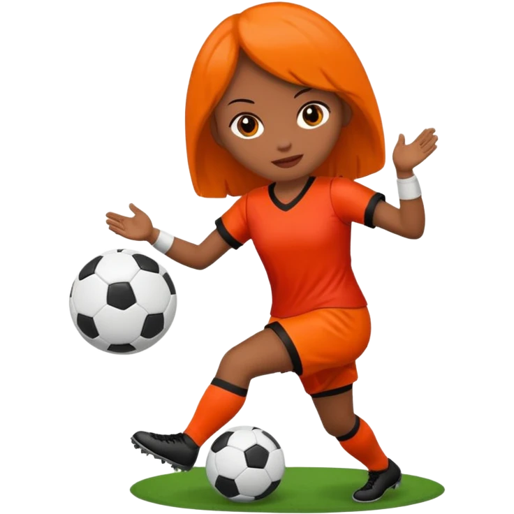 Boneca segurando uma Bola de futebol e somente a bola está queimando emoji