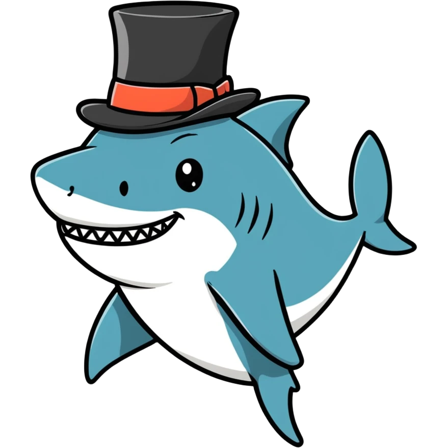 Shark with a top hat emoji