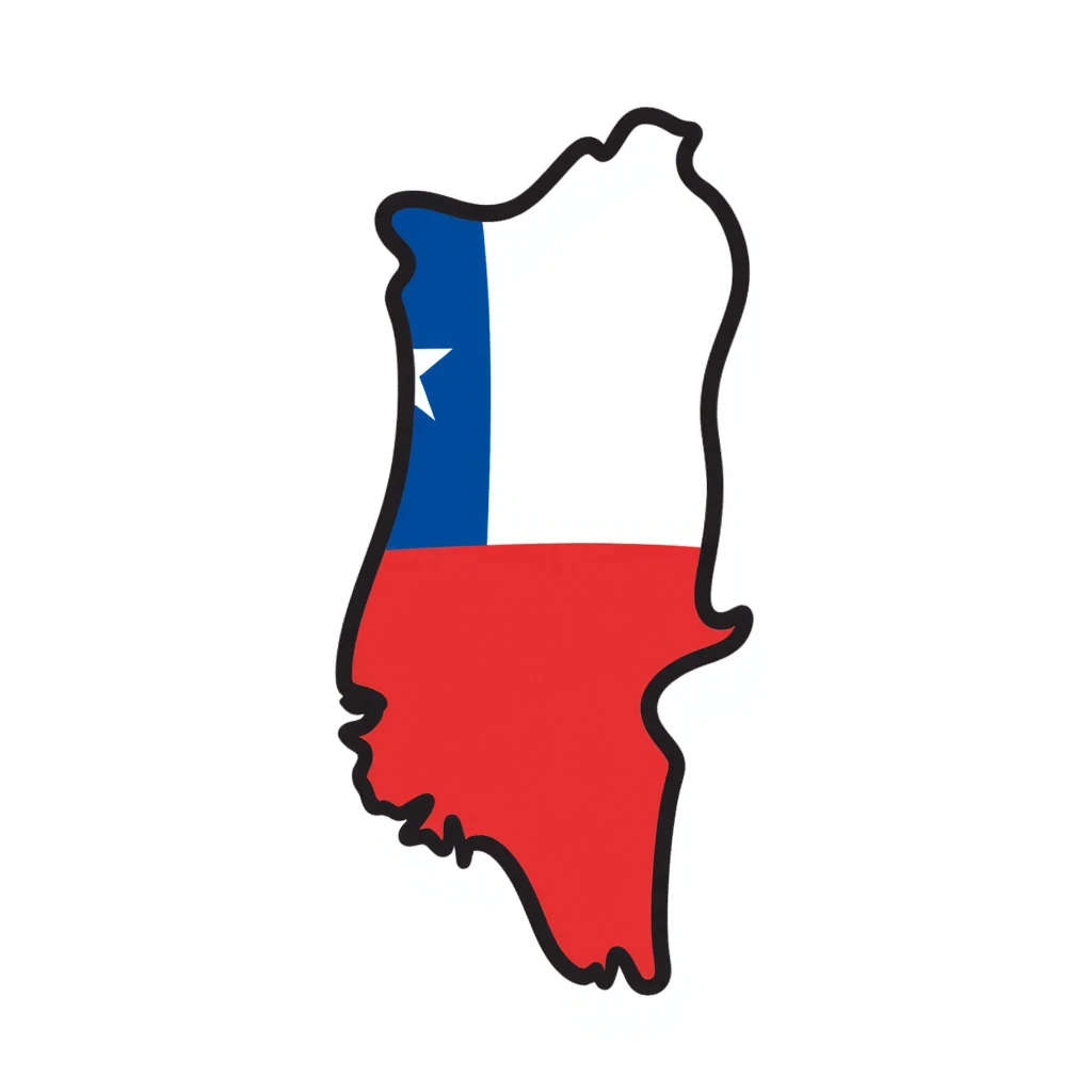 doodle style Chile country map with flag colors emoji