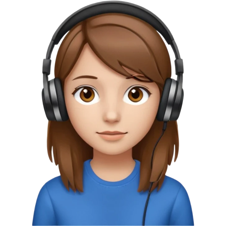 kulaklıklı düz kumral saçlı kahverengi gözlü kız  emoji