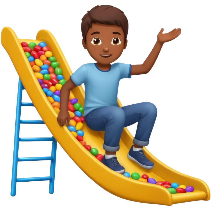 un niño tirandose por un tobogan con dulces en lasm anos emoji