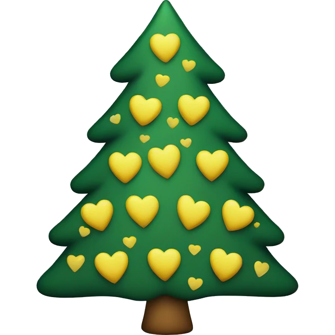 Christmas tree with yellow and blue hearts emoji