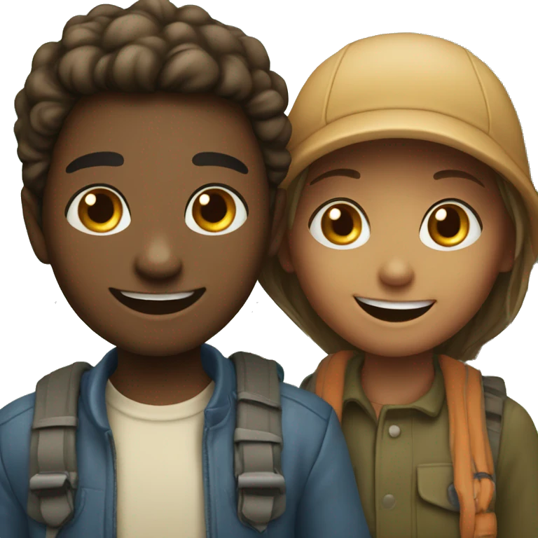 smiling girl with old boy outdoors emoji