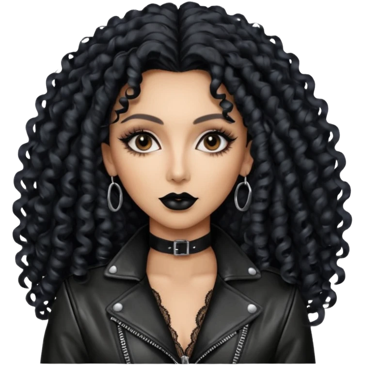 realistic cinematic singer Cher in a typical rocker's dangerous attractive outfit with leather and lace, half-naked, huge curly hair like in the video If I Could Turn Back Time emoji