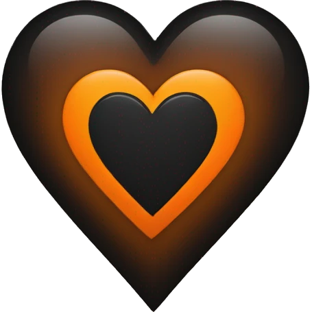 Half black and half orange heart emoji