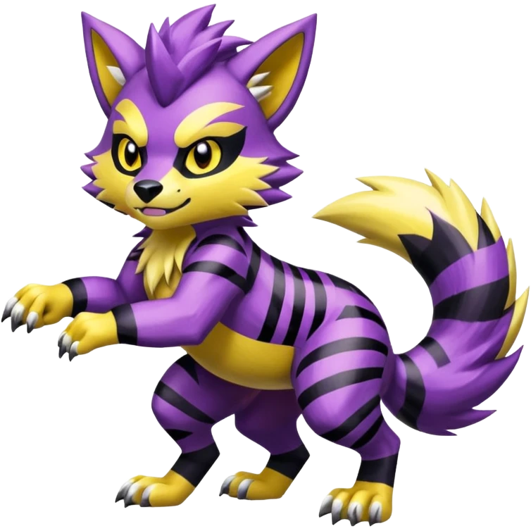 Shiny furry cool Zeraora-Lombax-Obstagoon-fusion emoji
