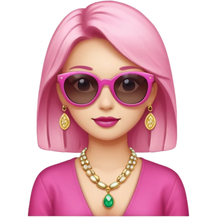 pink girl with wealth with sunglass on top emoji
