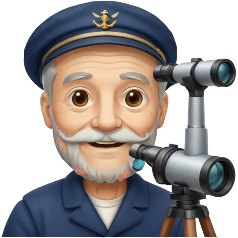 old sailor looking through a telescope, sailor smiling emoji