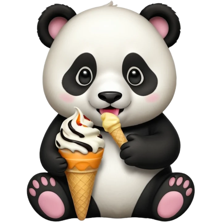 Panda eating ice cream emoji