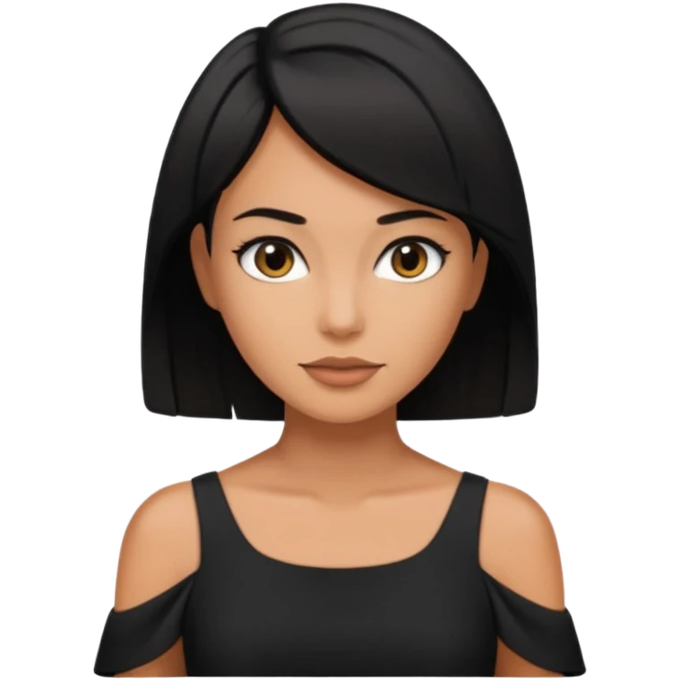 black short shoulder length hair tanned woman, black dress girly things emoji