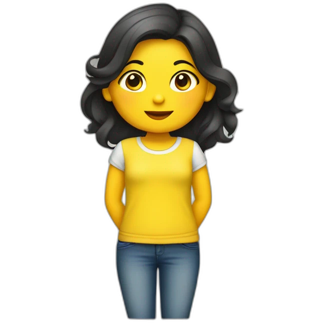 Niña gordita con camiseta amarilla emoji