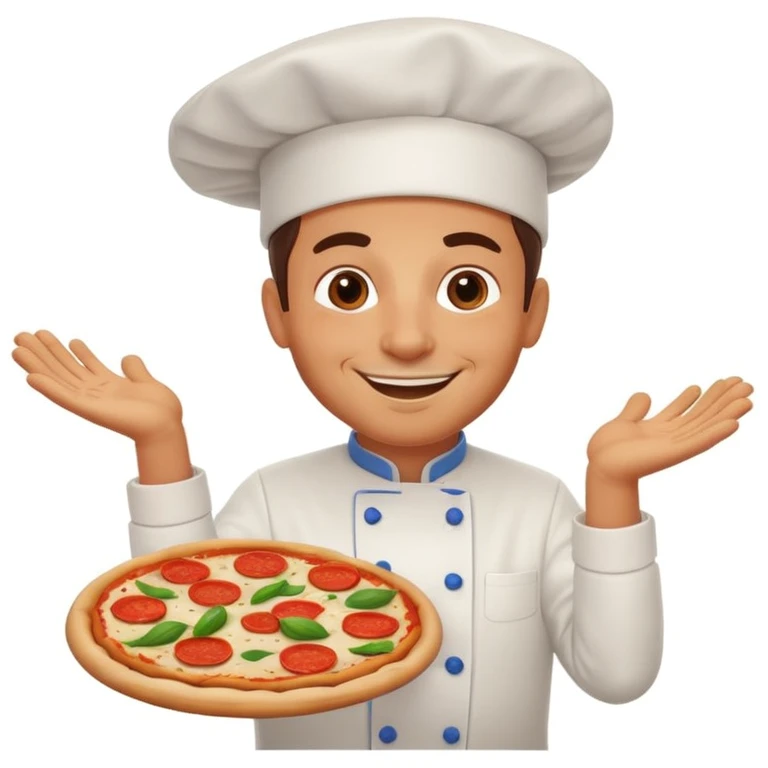 smiling Italian chef spinning pizza dough emoji