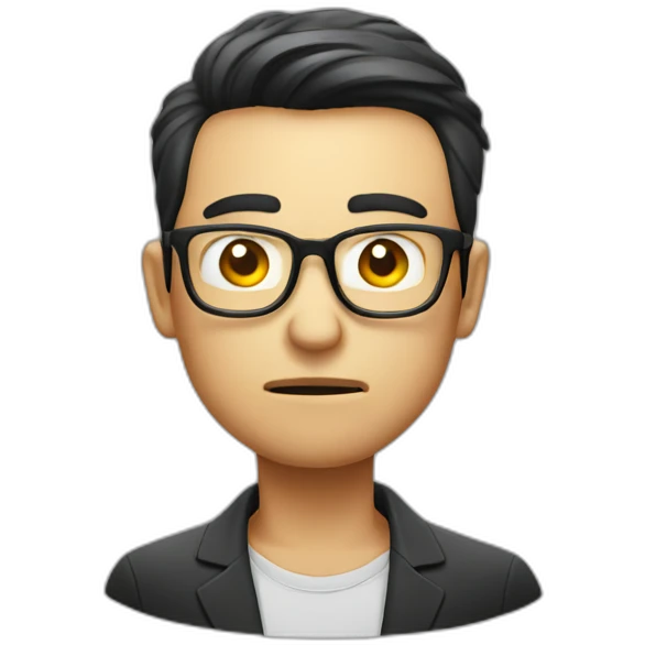 HongKong guy glasses worry face smoking emoji