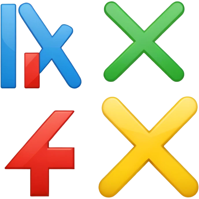 Four basic math operation symbols: plus, minus, multiplication, division emoji