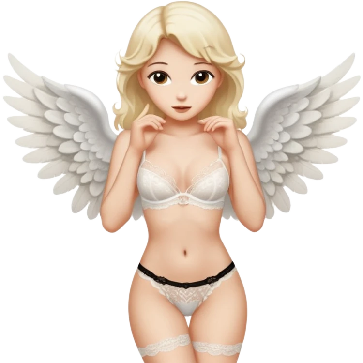 Ангел в нижнем белье в похотливой позе emoji