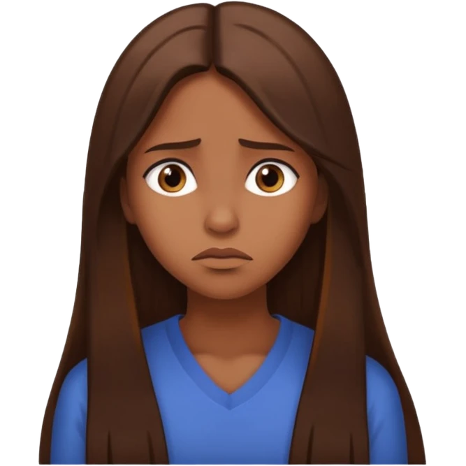 create a woman with brown long sthaight hair who is thinking that she is a bad person emoji