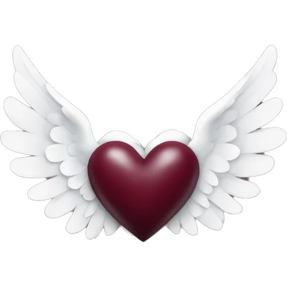 burgundy heart with white angel wings emoji