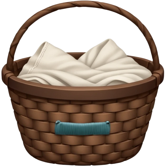 A dark Brown basket with fresh washed linen emoji