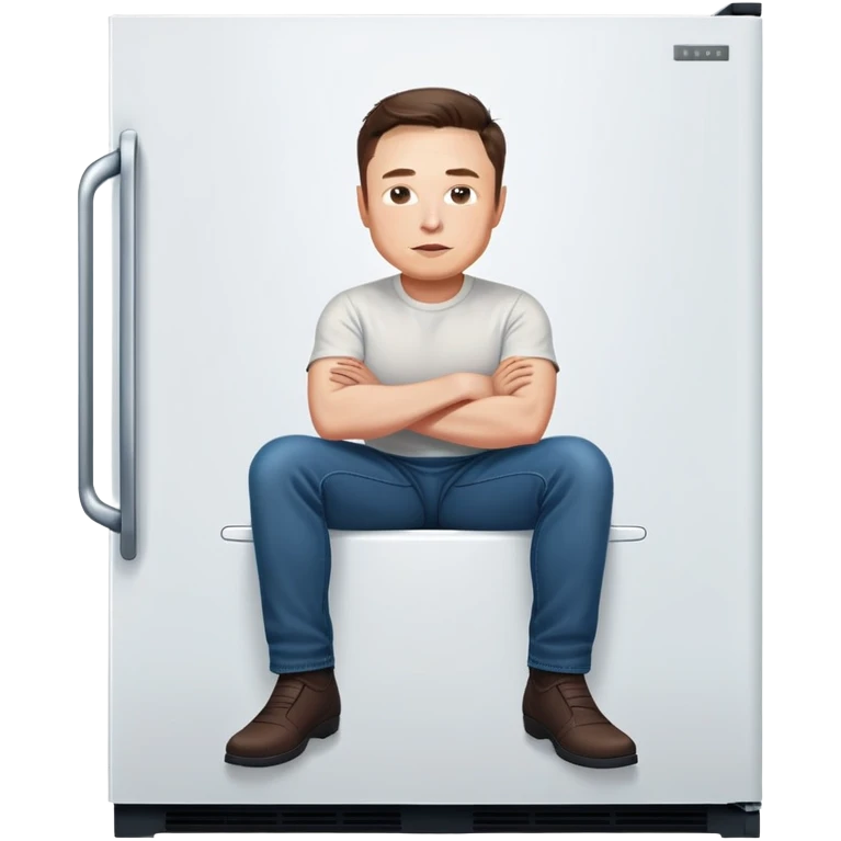 Elon Musk is sitting on the fridge. emoji
