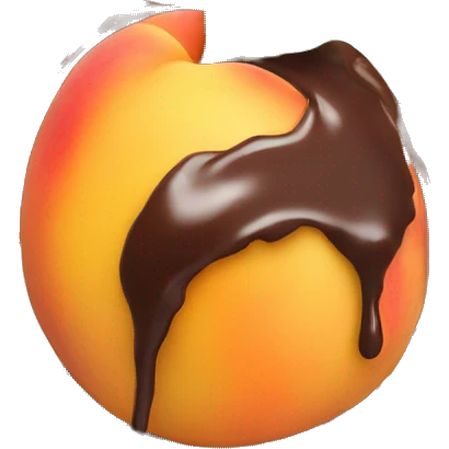 Peach emoji dripped in chocolate emoji