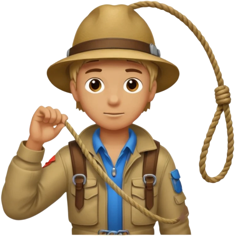 Boy with rope,Jungle Explorers. emoji