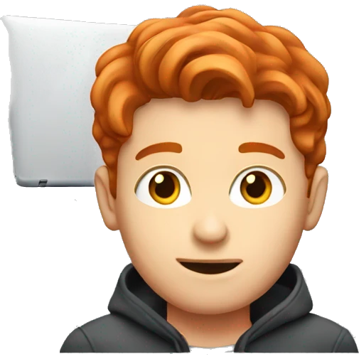 redhead young man with leptop emoji