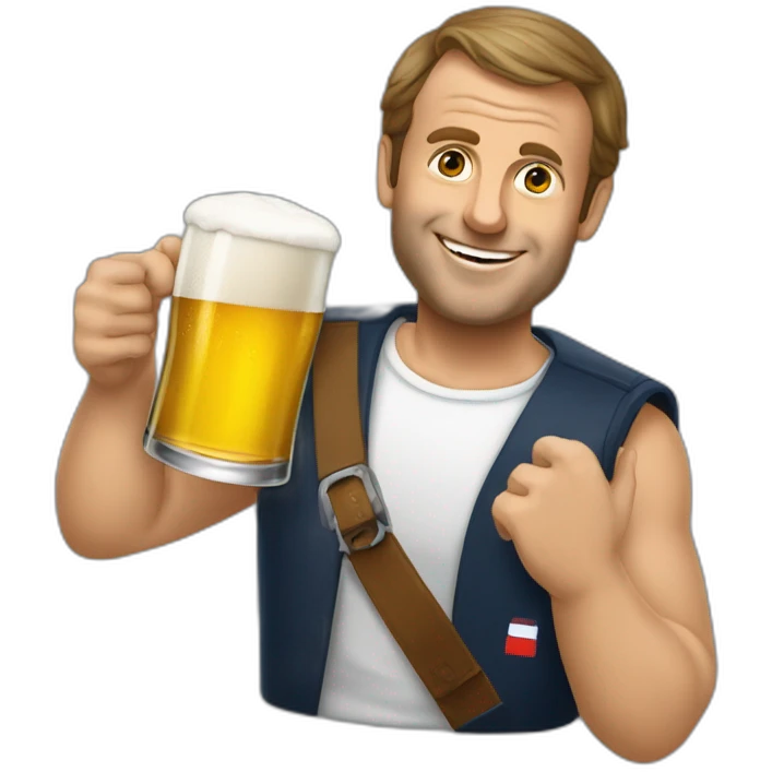 Macron buvant une bière emoji