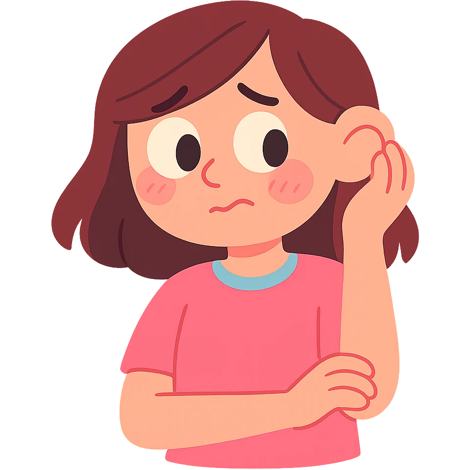 shy girl tucking her hair behind her ear, pastel toon style emoji
