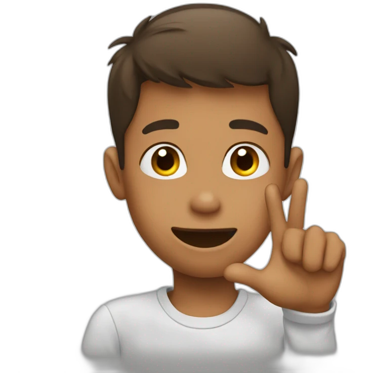 A boy showing heart sign with his hand emoji