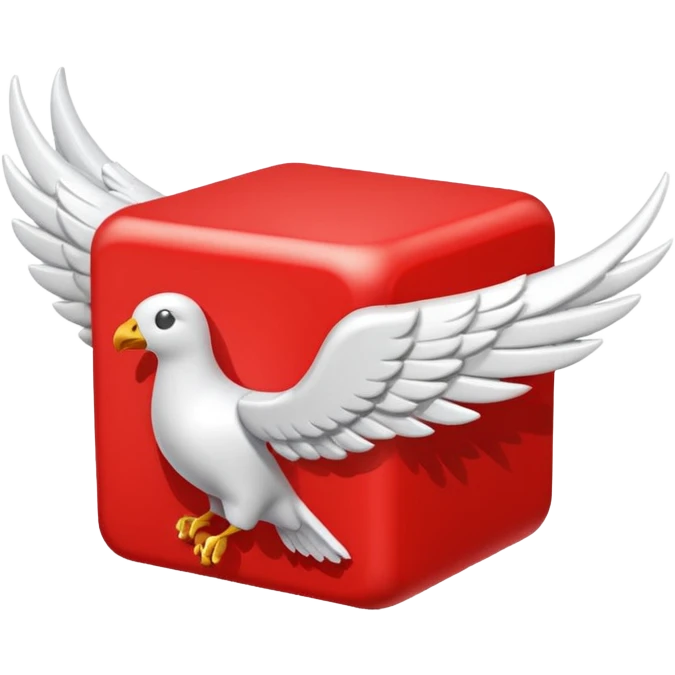 Red lucky block  with white wing emoji