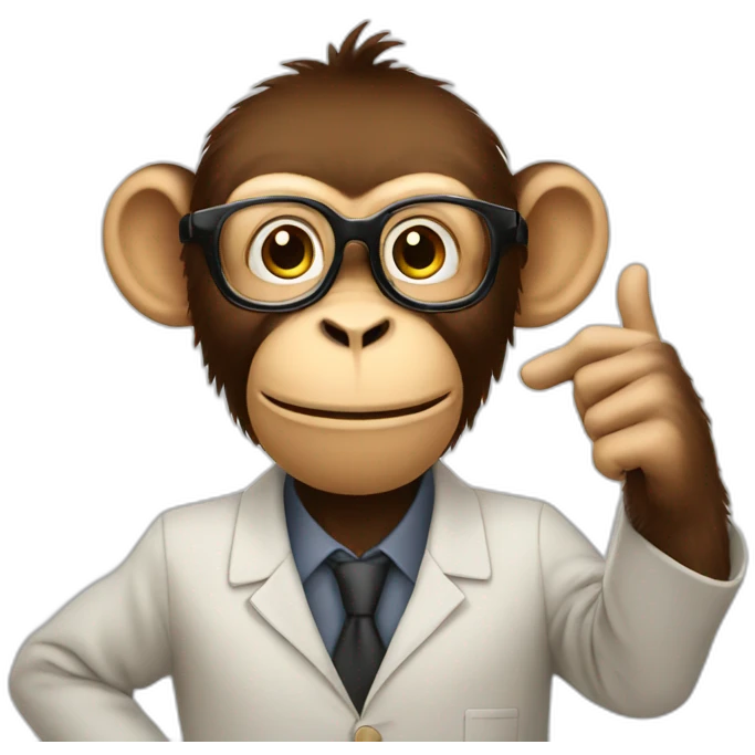 monkey professor hands holding a big sign emoji