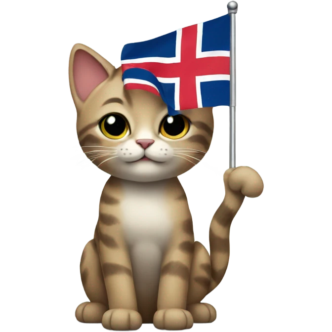 Cat holding Norwegian flag  emoji