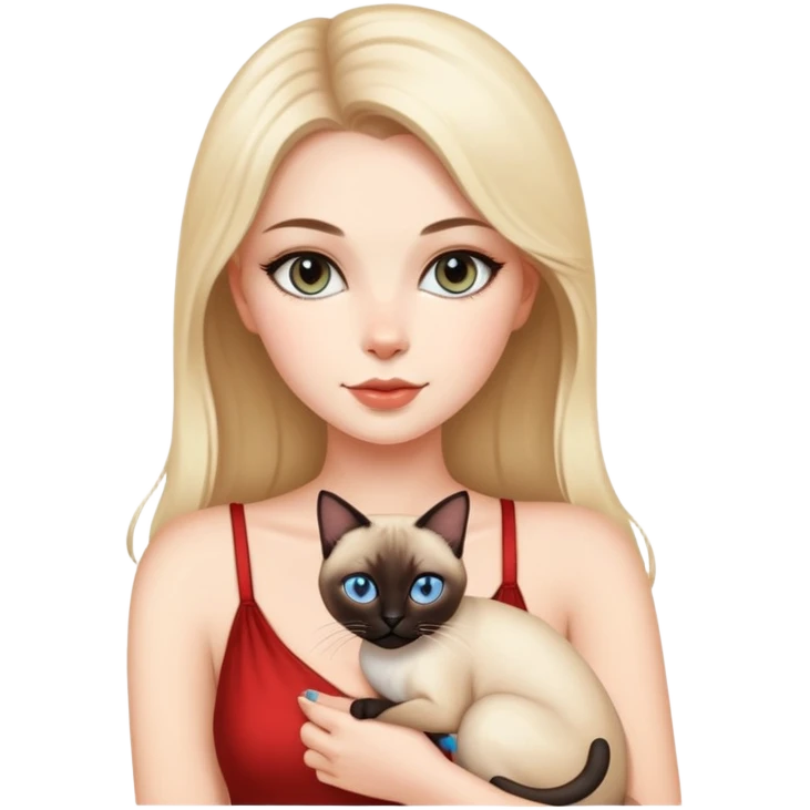 A beautiful and sexy white girl holding a Siamese cat emoji