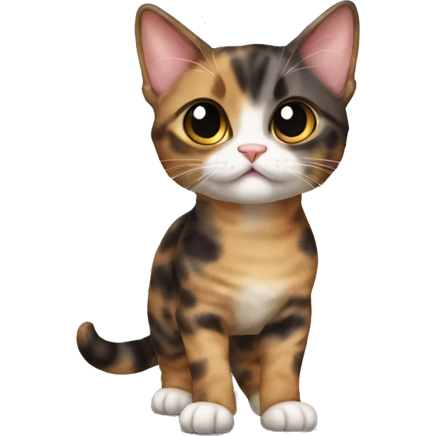 Tortie munchkin cat standing emoji