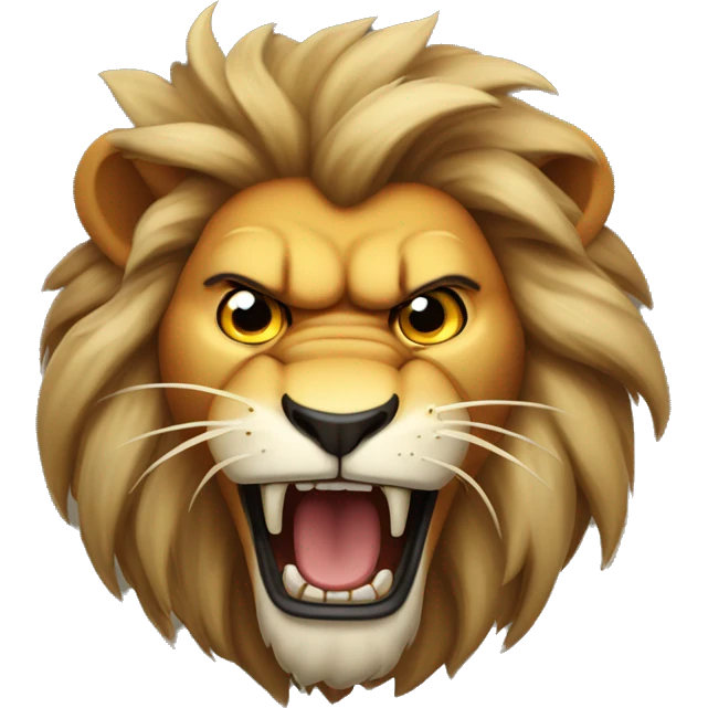 Very serious and Angry lion roars wriggling his head emoji