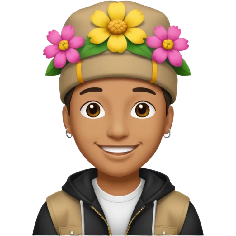 RAPPER WITH FLOWER HAT emoji
