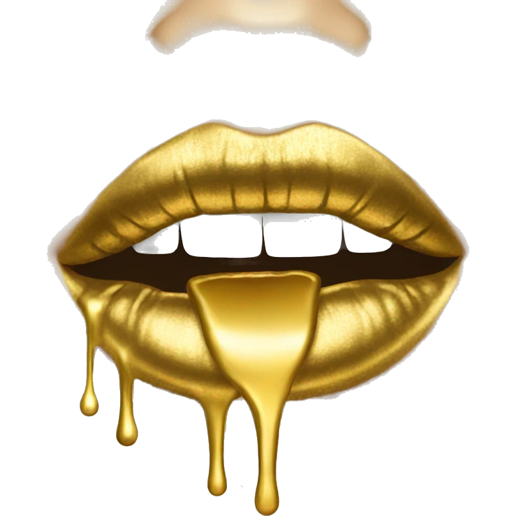 Gold lips dripping gold  emoji