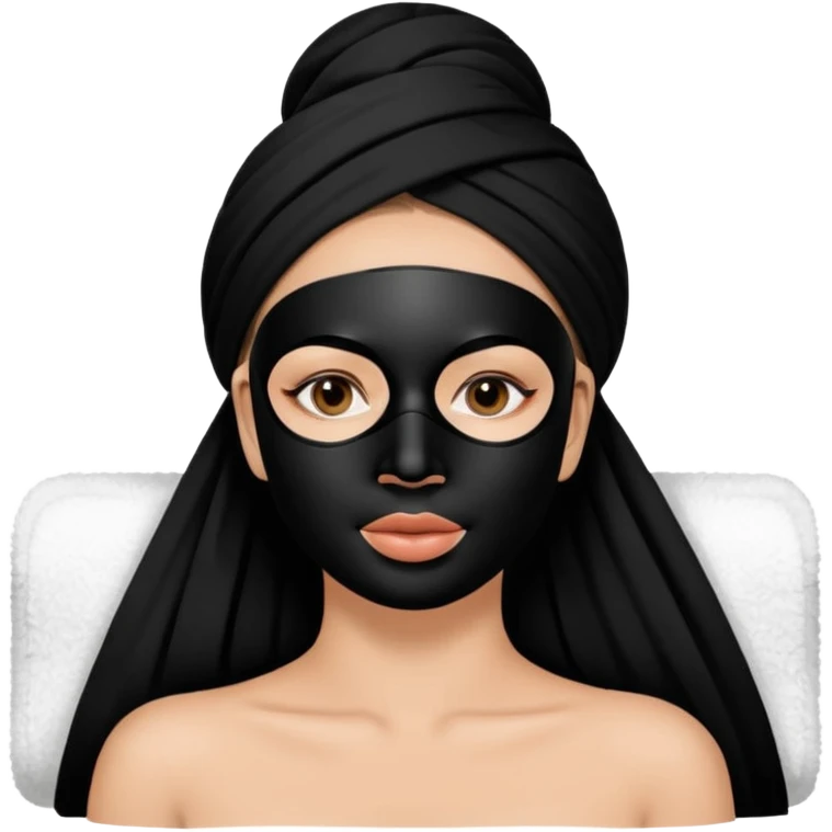 Lady with face mask black spa beauty full face relaxing hot emoji