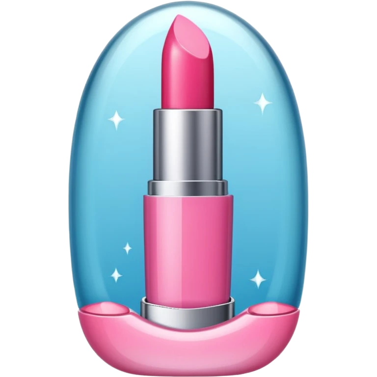 A glossy pink lipstick with a crystal-clear casing. emoji