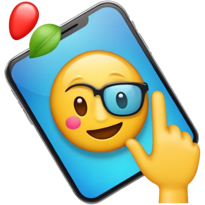 Crear un emoji en movimiento dándole Tac Tac a la pantalla de un teléfono con colores resaltante y vibrantes emoji