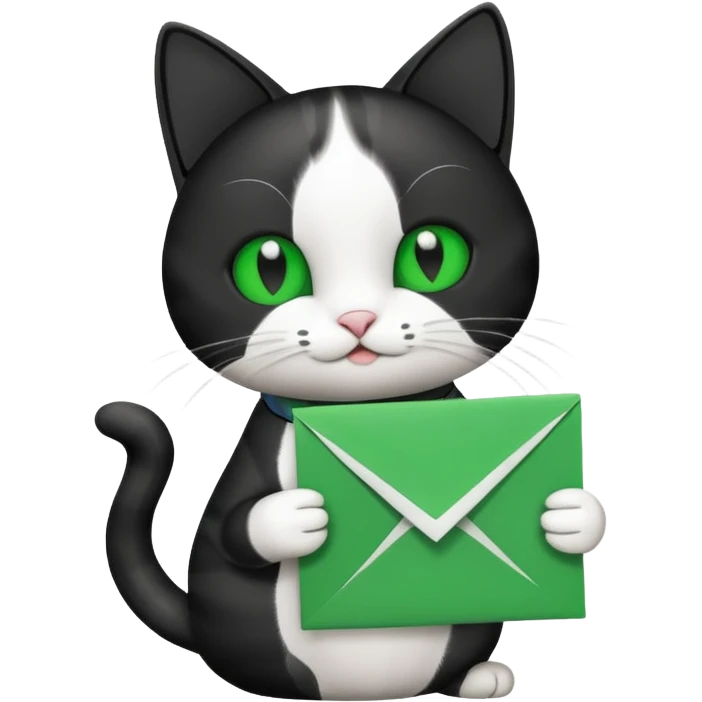 A black and white Cat holding a list with a green check mark symbolizing a task is done. emoji