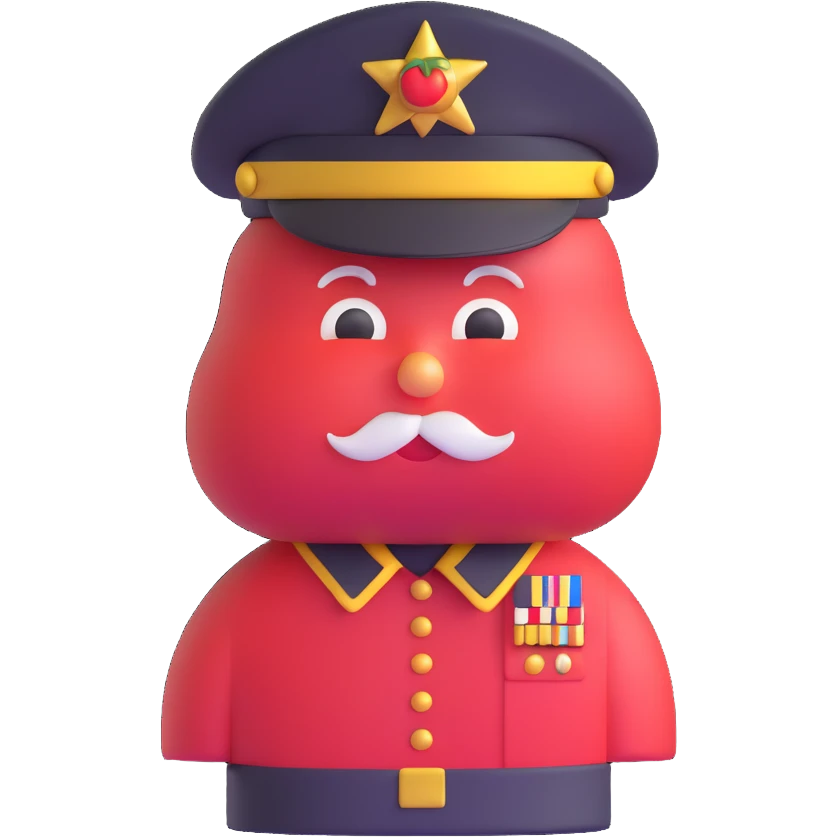 Tomato wearing Napoleon Bonaparte's bicorne hat and military officer uniform emoji