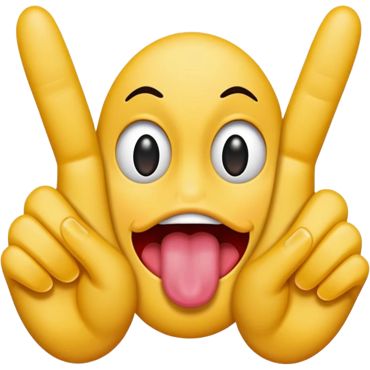 Tongue sticking out between two fingers emoji