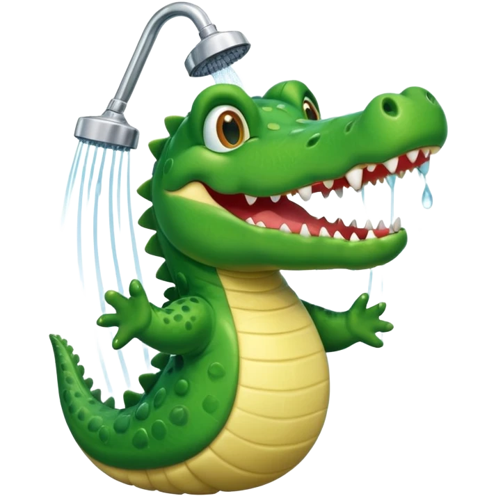 Cute crocodile is showing under the shower like game Where's my water emoji