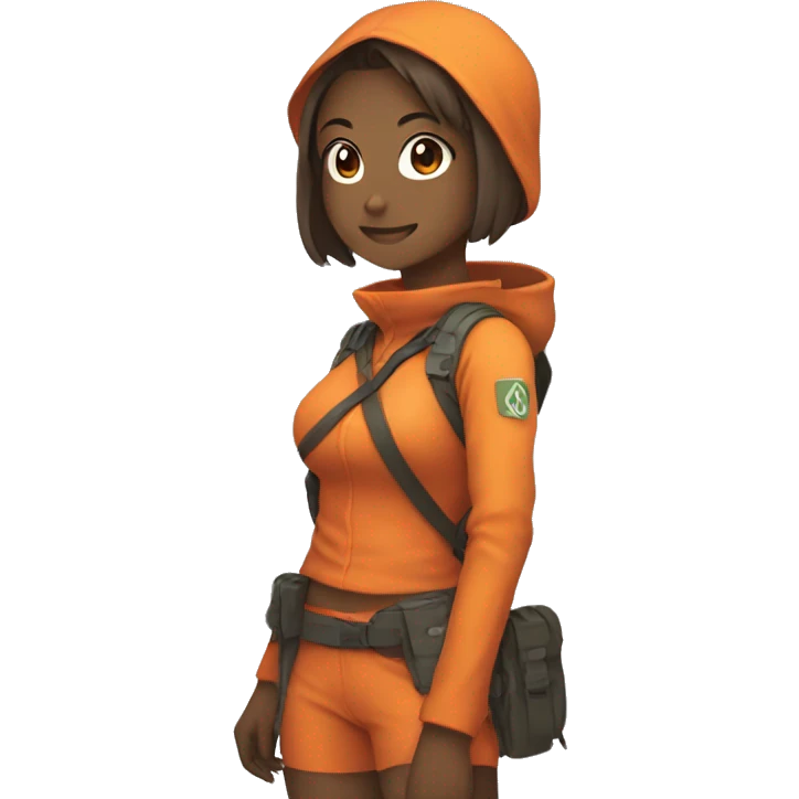 anime girl peanime female adventurer in orange clothes emoji