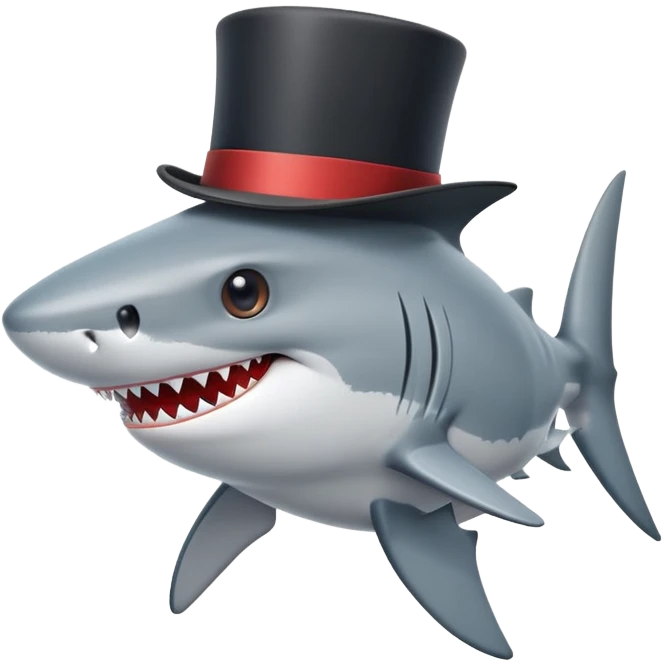 Shark with a top hat emoji