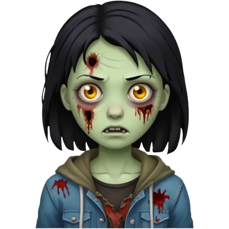 girl zombie with black hair emoji emoji
