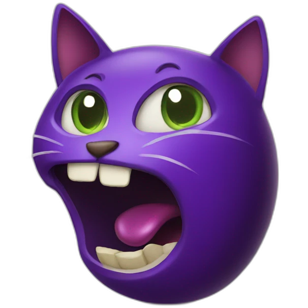 cat biting eggplant emoji