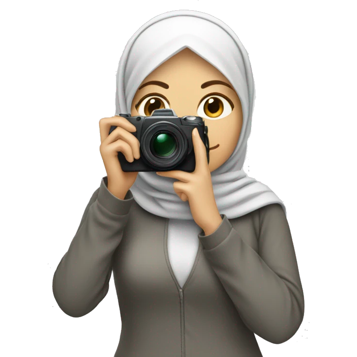 White-woman-wearing-hijab-taking-photos-with-camera emoji